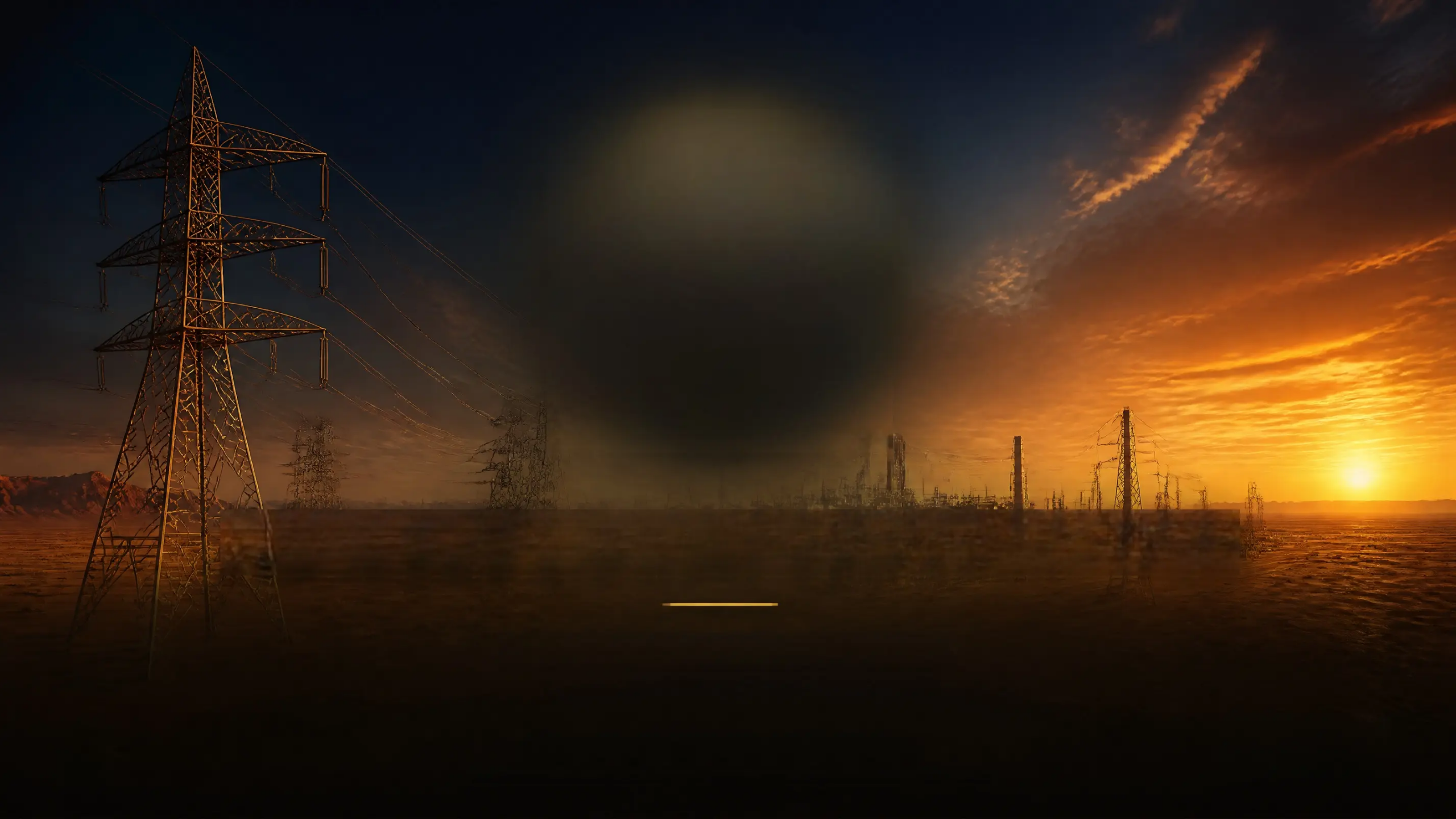 Power transmission infrastructure at sunset